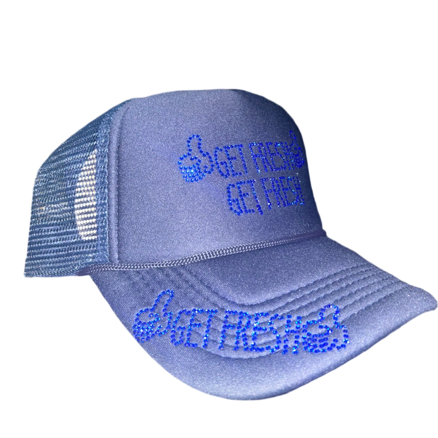 Royal Blue GET FRESH OR GET LOST Hat With Blue Rhinestone Embroidery