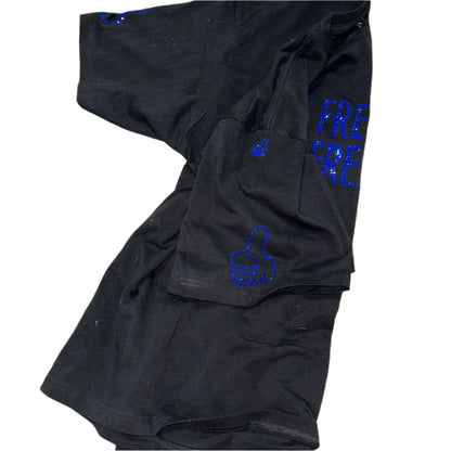 Black GET FRESH OR GET LOST Two-Piece With Blue Rhinestone Embroidery