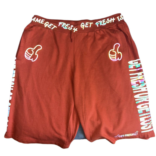 Orange GET FRESH OR GET LOST Shorts With Colored Reflector