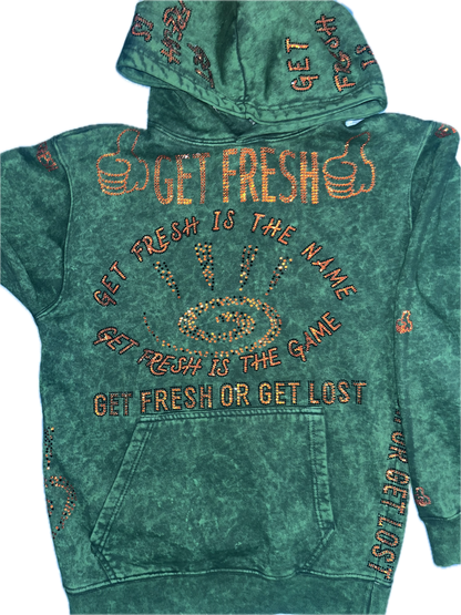 Dark Green GET FRESH OR GET LOST Rhinestones Two-Piece