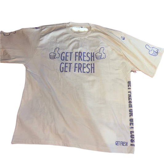 Cream GET FRESH OT GET LOST Two-Piece With Blue Rhinestone Embroidery