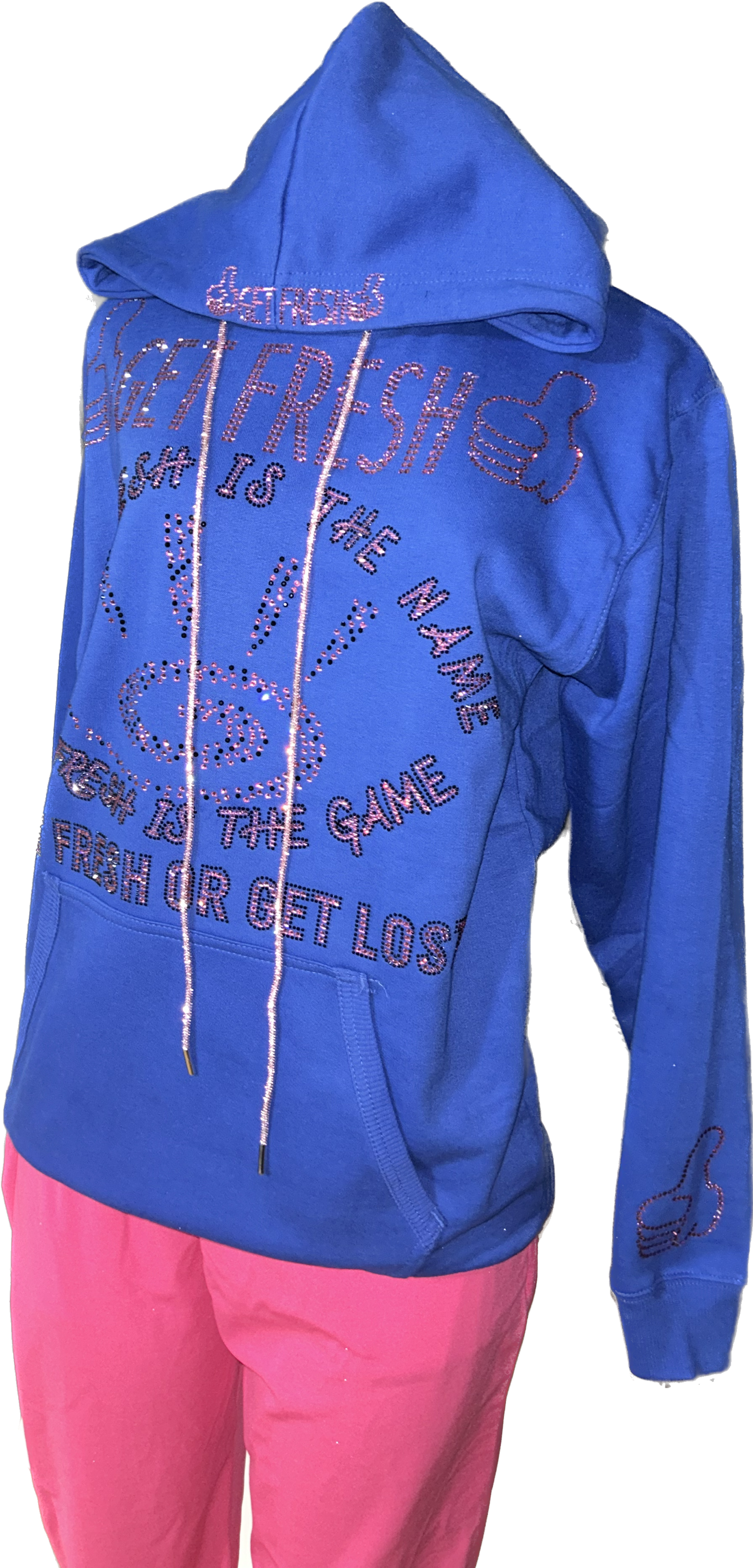 GET FRESH OR GET LOST Blue Sweater Rhinestone  One Piece