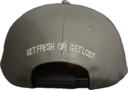 Gray GET FRESH OR GET LOST Leather Hat With White Embroidery