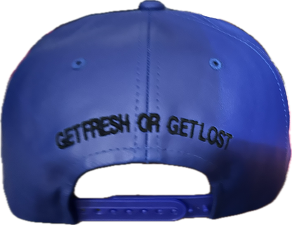 Royal Blue With Black Embroidery GET FRESH OR GET LOST Leather Hat