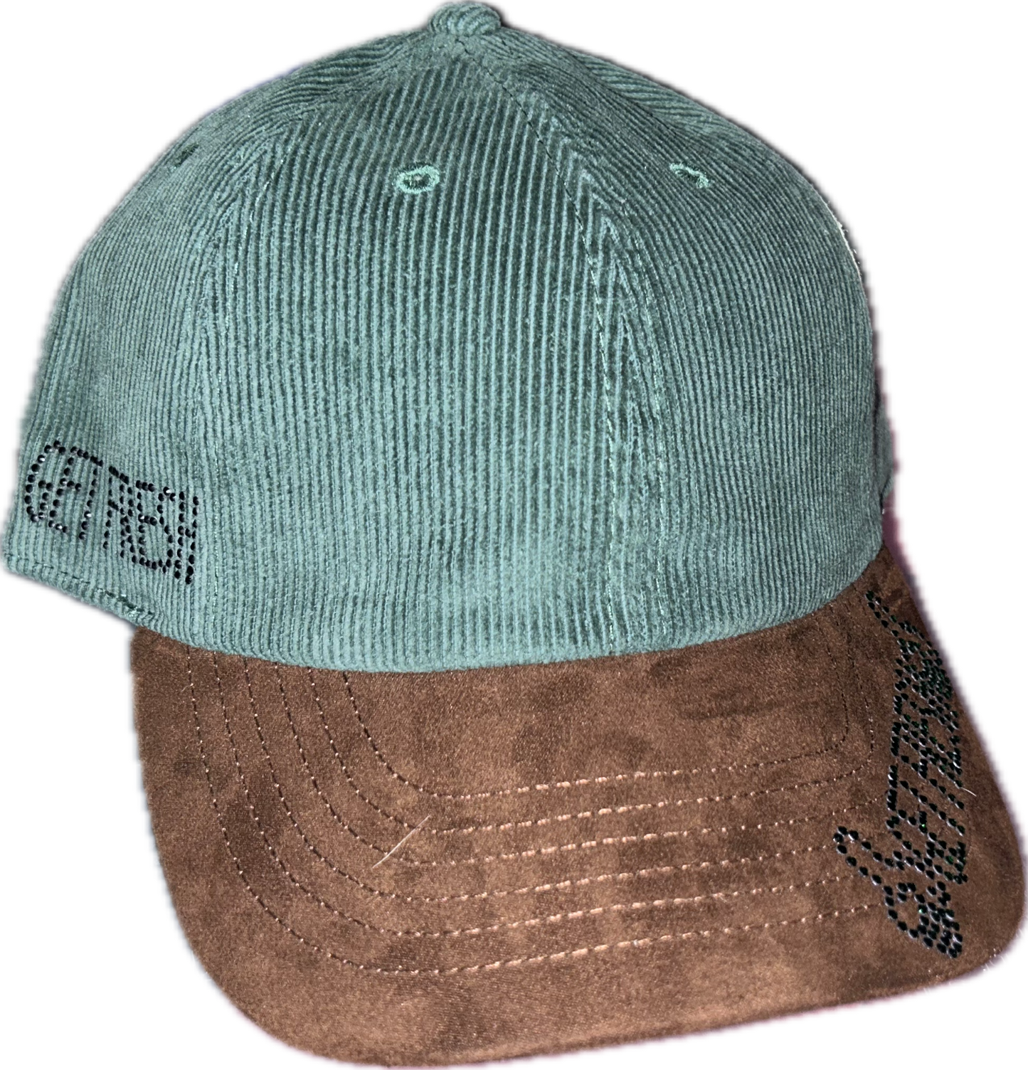 Green & Brown GET FRESH OR GET LOST Dad Hat With Green Rhinestone Embroidery