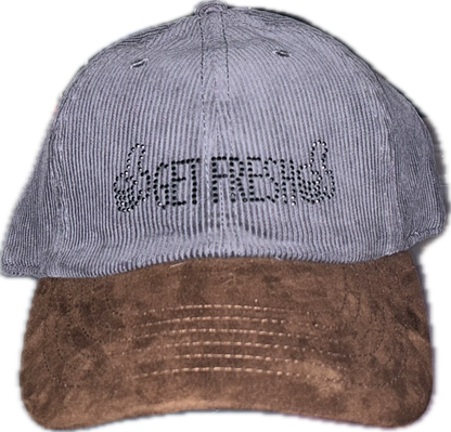 Gray & Brown GET FRESH OR GET LOST Dad Hat With Black Rhinestone Embroidery