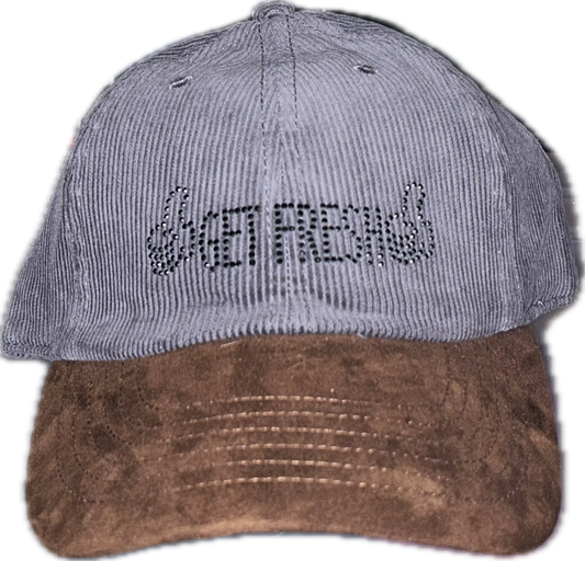 Gray & Brown GET FRESH OR GET LOST Dad Hat With Black Rhinestone Embroidery