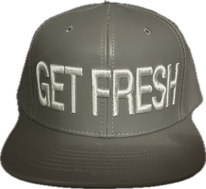 Gray GET FRESH OR GET LOST Leather Hat With White Embroidery