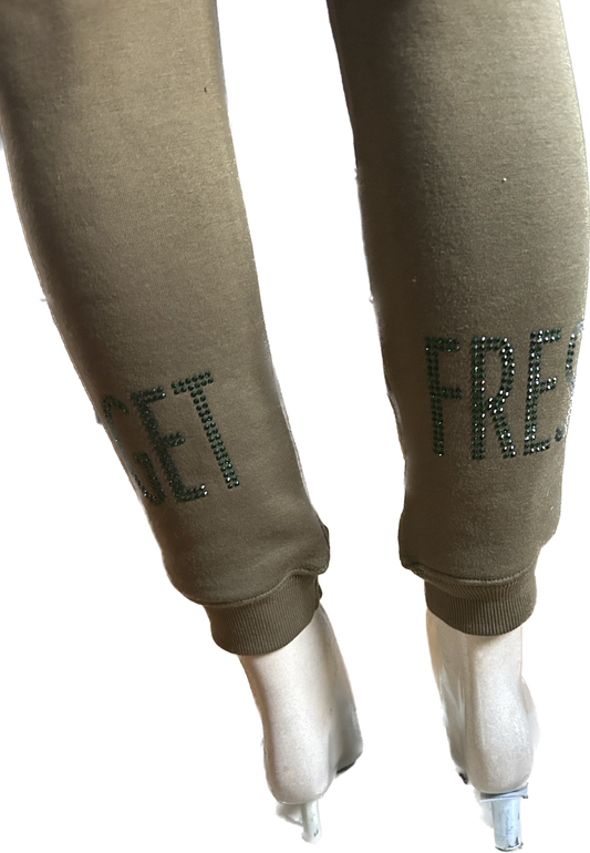 Green GET FRESH OR GET LOST Two Piece Sweater Rhinestone Embroidery
