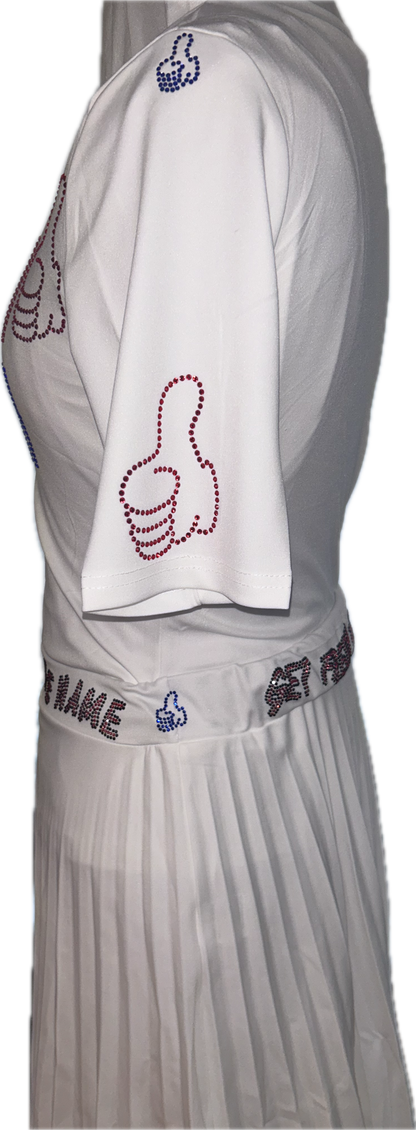White GET FRESH OR GET LOST Two-Piece With Blue & Red Rhinestone Embroidery