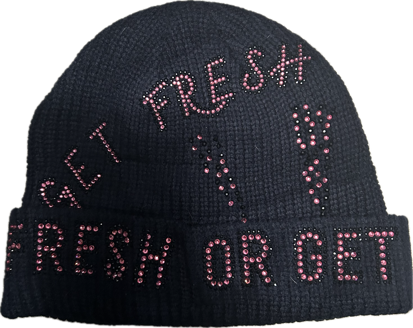 Navy Blue GET FRESH OR GET LOST Hat Rhinestone Embroidery