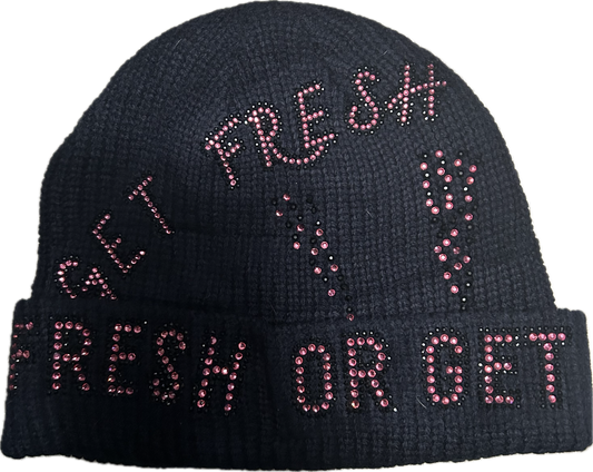 Navy Blue GET FRESH OR GET LOST Hat Rhinestone Embroidery