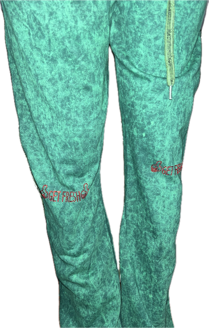 Green Get Fresh Or Get Lost Two-Piece, Pink Rhinestones