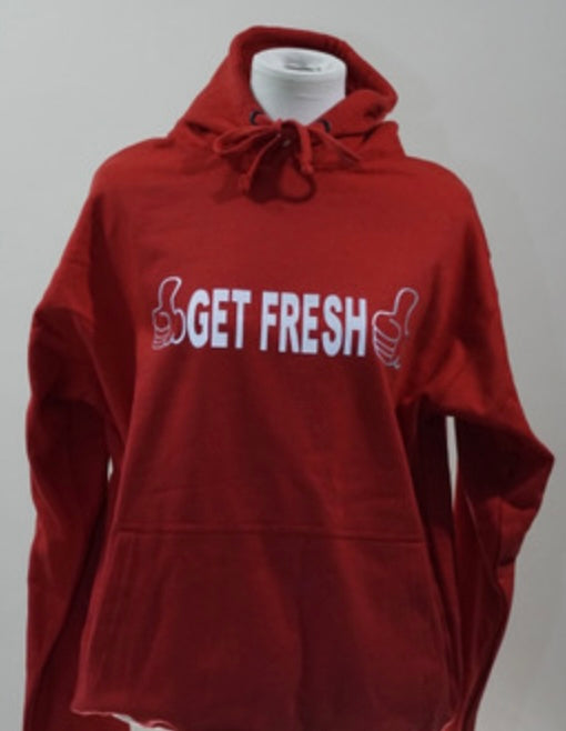 Red  GET FRESH OR GET LOST Hoodie Reflector Embroidery