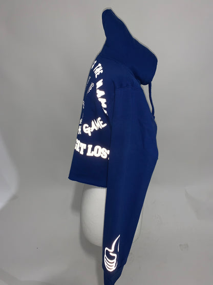 Royal Blue GET FRESH OR GET LOST Crop Top Hoodie Reflector