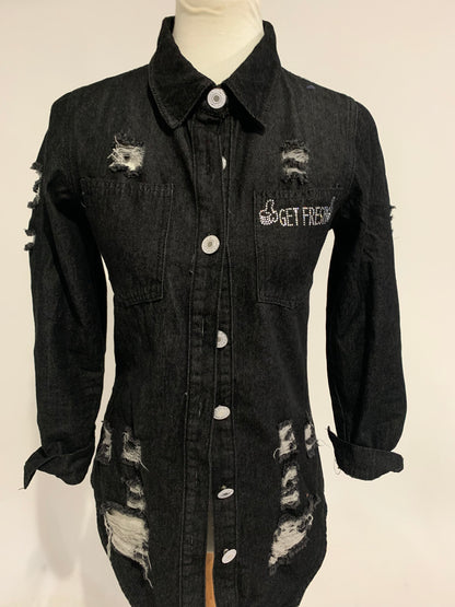 Two Piece Get Fresh or Get Lost Women Jeans Jacket Top And Bottom