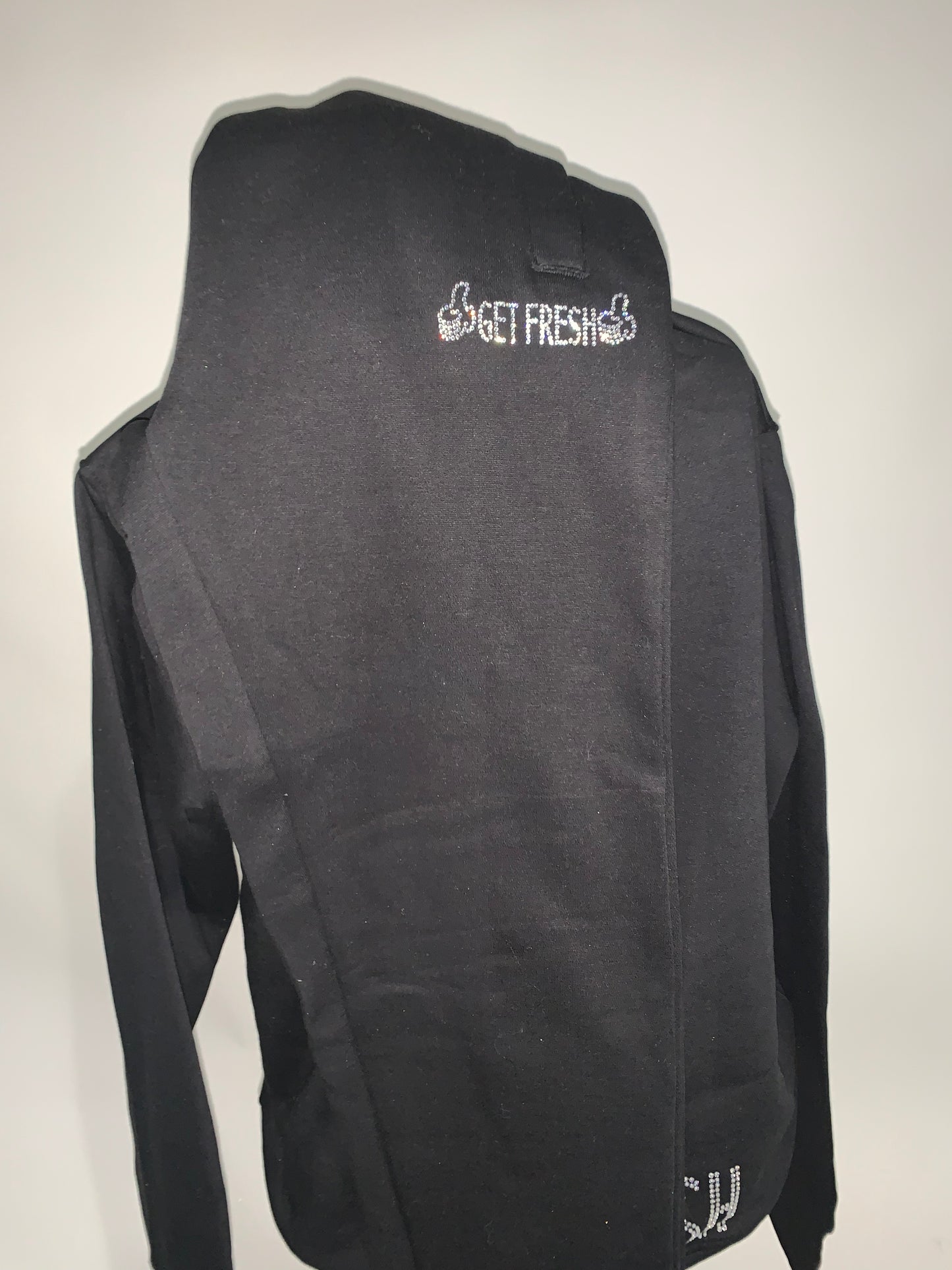 Two Piece GET FRESH OR GET LOST Clear Rhinestone Embroidery Unisex Jogger