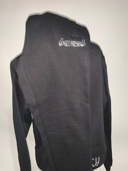 Two Piece GET FRESH OR GET LOST Clear Rhinestone Embroidery Unisex Jogger