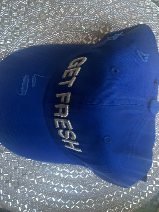 Royal Blue  GET FRESH OR GET LOST Dad Hat With Silver Embroidery