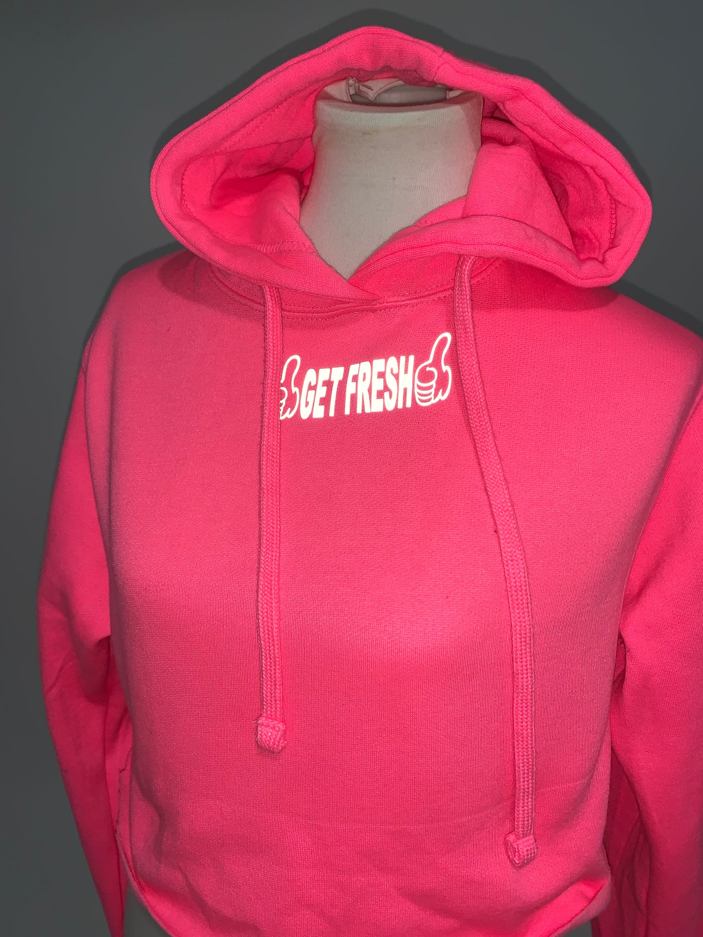 Bubblegum Pink GET FRESH OR GET LOST Hoodie Reflector Embroidery